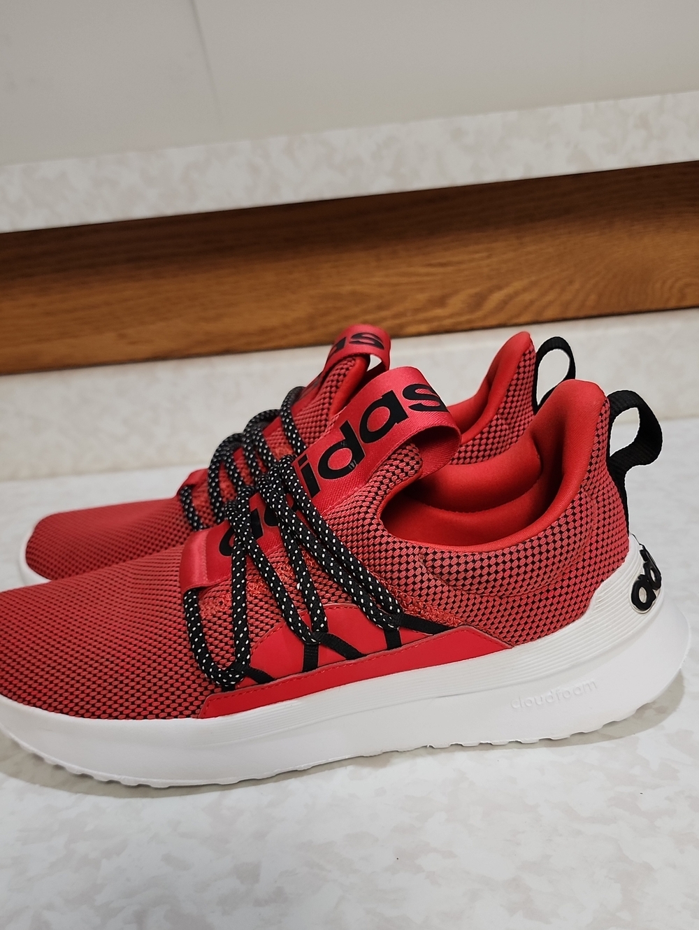 adidas  cloudfoam mens Red and Black Slip-On Athletic Sneakers 8.5 number 45